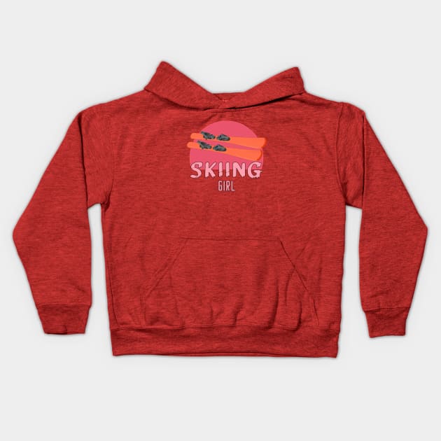 Skiing Girl Kids Hoodie by Diego Carvalho